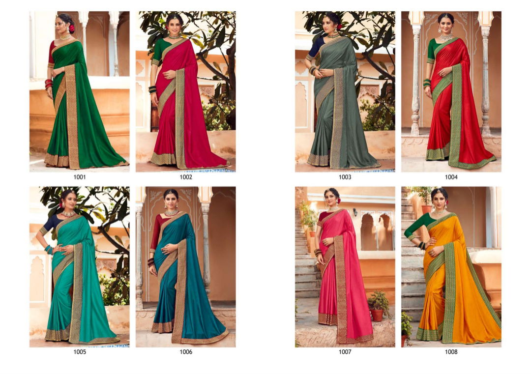 Saroj Trinetra Ocassion Festive Wear Vichitra Silk Designer Latest Saree Collection